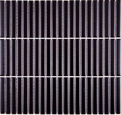 Mosaique de Ceramique en Barrette Noire  9.2X1.2 cm - vendu par plaque de 30,2X28,5cm -