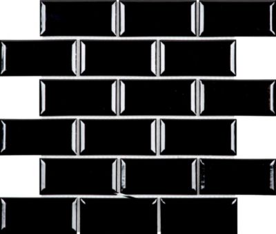 Mosaique de ceramique Petit carreau Metro Noir 4,5X9,5 cm - vendu par plaque de 29,1X29,6 cm -