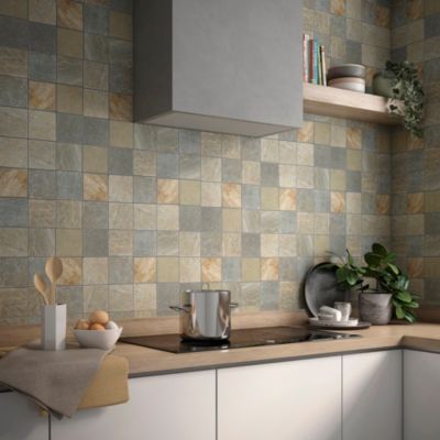 Mosaique de Quartzite Beige / Gris 9.8 X 9.8  - vendu par plaque de 30x30 cm -
