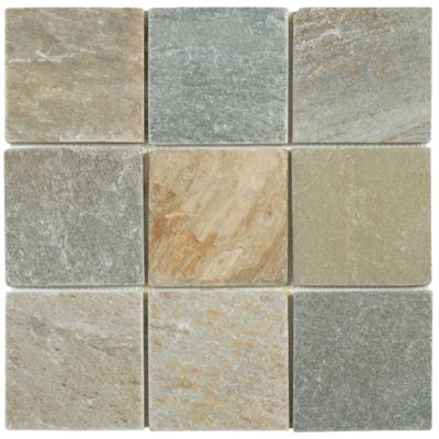 Mosaique de Quartzite Beige / Gris 9.8 X 9.8  - vendu par plaque de 30x30 cm -