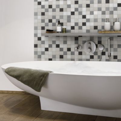 Mosaique de veritable  Zellige Gris Noir et Pierre 4.95X4.95 Cm - vendu par plaque de 30.5x30.5 cm-