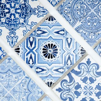 MOSAIQUE DECOR RENAISSANCE TRAVERTIN DECORE BLUE 1 PLAQUE 10 x 30,5 CM CASA LINEA