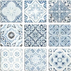 MOSAIQUE DECOR RENAISSANCE TRAVERTIN DECORE BLUE 1 PLAQUE 10 x 30,5 CM CASA LINEA