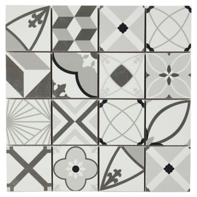 Mosaïque décoratif 30x30 cm noir et blanc