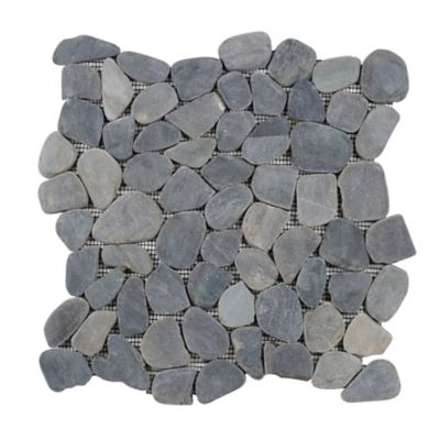 Mosaïque Galet naturel rectifié Flat gris L. 30 x l. 30 cm Mat Inter