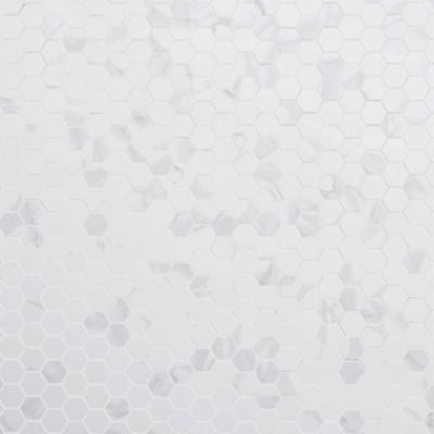 Mosaïque hexagonale sol et mur en grès cérame émaillé effet marbre blanc L.30 x l.30 cm x ép.0,9 mm