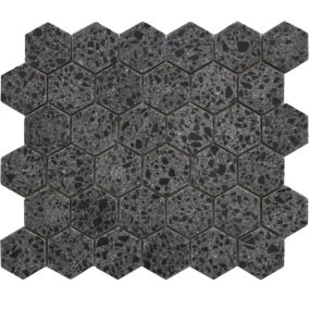 MOSAIQUE HEXAGONE TERRAZZO BLACK 1 PLAQUE 30,5 x 30,5 CM CASA LINEA