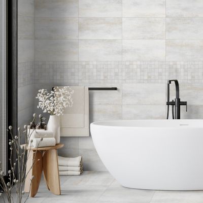 Mosaïque murale en grès cérame émaillé blanc mat L.30 x L.30 cm x ép.7,4 mm, Upper