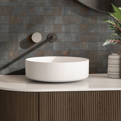 Mosaïque murale en grès cérame émaillé effet béton noir mat L.30 x l.30 cm x ép.7,4 mm, Upper