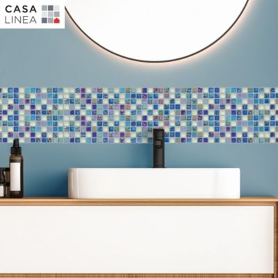 Mosaïque murale Tissu Mix bleu 30 x 30 cm