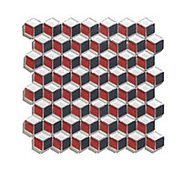 Mosaïque rouge et noir 30 x 30 cm Hexagone