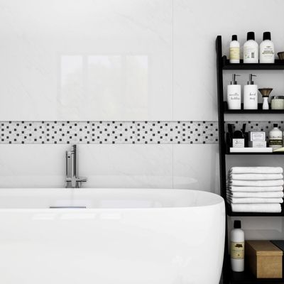 Mosaïque Shannon noir et blanc 6,5 x 30 cm GoodHome