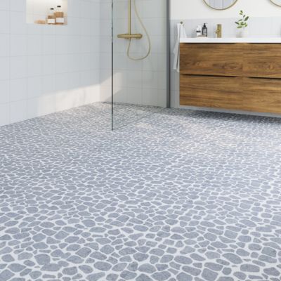 Mosaïque sol et mur en pierre gris clair L.30,5 x l.30,5 cm x ép.8 mm, Malaca