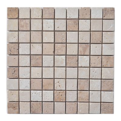Mosaïque sol et mur en travertin L.31 x l.30,5 cm x ép.8 mm, Travertino