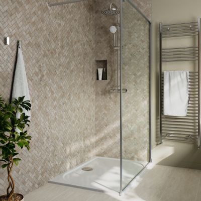 Mosaïque sol et mur en travertin motif chevron L.31 x l.30,5 cm x ép.8 mm, Travertino