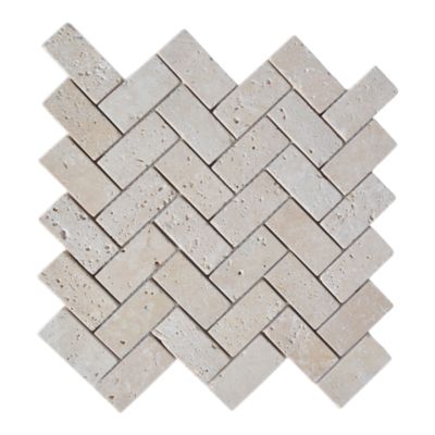 Mosaïque sol et mur en travertin motif chevron L.31 x l.30,5 cm x ép.8 mm, Travertino
