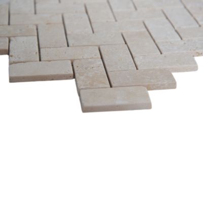 Mosaïque sol et mur en travertin motif chevron L.31 x l.30,5 cm x ép.8 mm, Travertino