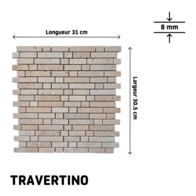 Mosaïque Murale En Travertin Et Marbre – Noir Mat, 305x290 Mm, Pour Cuisine Ou Salle De Bain