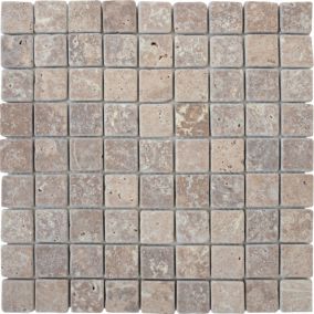 MOSAIQUE TRAVERTIN MOKA 1 PLAQUE 3,2 X 3,2 CM CASA LINEA