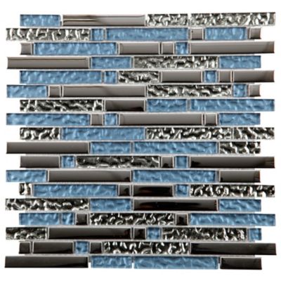Mosaique verre Long bleu L. 30 x l. 30 cm Mat Inter