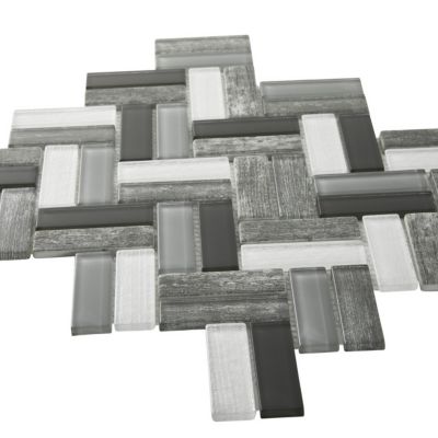 Mosaïque Carreaux De Verre Effet Métal 3D Gris Argenté Mat - 1m² Transparent