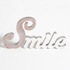 Mot décoratif beige "Smile" l.35 x H.20 cm