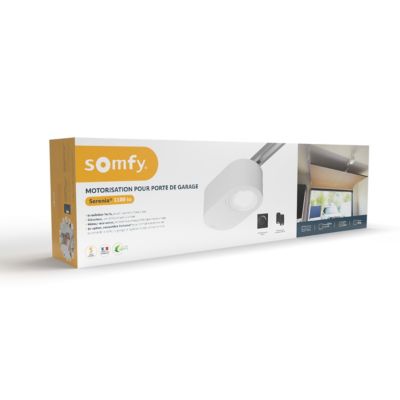 Moteur pour porte de garage Serenia 1100 io Connect - Somfy - Portes allant jusqu'à 11m² et 100kg - H. 2.35m et L. 4.5m - Contrôle à distance