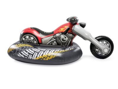 INTEX Motocicleta Choper Hinchable – Flotante De 180 Cm Con Base Estable Y Asas, Soporta 100 Kg, Ideal Para Playas Y Piscinas, Para Mayores De 3 Años, Color Negro Y Rojo