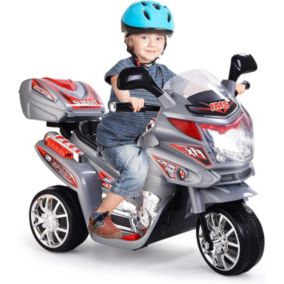 Moto Electrique 3 Roues Enfants Interrupteur au Pied avec Fonction Avant Arriere Panneau de Commande Gris