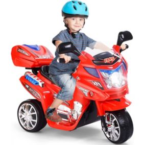 Moto Electrique 3 Roues Enfants Interrupteur au Pied avec Fonction Avant Arriere Panneau de Commande Rouge