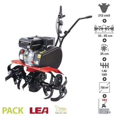 Motobeche thermique 212cc 4100W 2 vitesses fraisage 55 ou 85cm roues de transport LEA LE42212-85W11