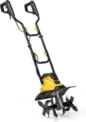 Motobineuse Electrique Filaire 1200W, Manuelle à Fraise 10A,Largeur de Travail et Profondeur de Travail 22cm (Jaune,Largeur 36,5)