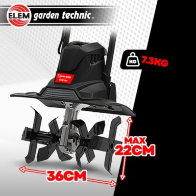 Motobineuse électrique 1050W - 4 fraises - 36cm - Elem Garden