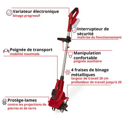 Motobineuse sans fil sur batterie 18V Einhell GE-CR 18/20 Li E-Solo Power X-Change 20 cm (vendue sans batterie)