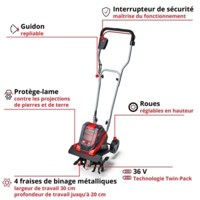 Motobineuse sans fil sur batterie 2 x 18V Einhell GE-CR 30 cm (vendue sans batterie)