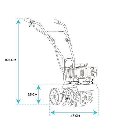 Motobineuse thermique Boudech TUKANG-52 52cc 1.2Hp 300mm maniable orange