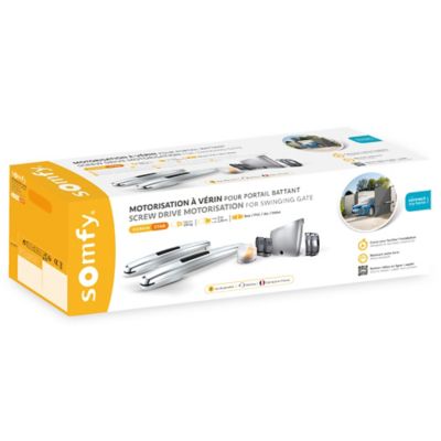 Motorisation à vérins pour portail battant Exavia Star - Somfy - Vantail max 2.5m et 250 kg - Fabriqué en France - Batterie de secours incluse