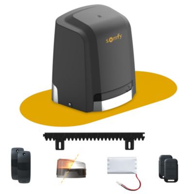 Motorisation pour portail coulissant Slidymoove 600 - Somfy - Compatible portail jusqu'à 8m et 600kg - Fabriqué en France - Batterie de secours