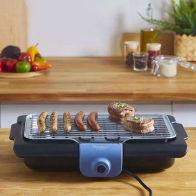 MOULINEX Accessimo Barbecue électrique, 2100 W, nettoyage facile, bac à eau, réduction fumée + odeurs, made in France BG134812