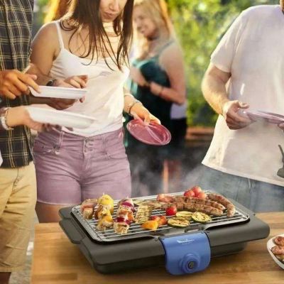 MOULINEX Accessimo Barbecue électrique, 2100 W, nettoyage facile, bac à eau, réduction fumée + odeurs, made in France BG134812