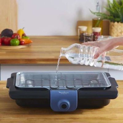 MOULINEX Accessimo Barbecue électrique, 2100 W, nettoyage facile, bac à eau, réduction fumée + odeurs, made in France BG134812