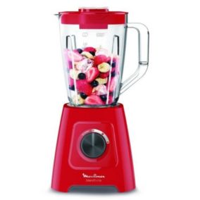 Moulinex Blender électrique, Mixeur, 600 W, Bo1,25 L, 5 programmes, 4 lames amovibles, Smoothies,