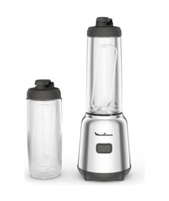 MOULINEX Blender mixeur, 300 W, 2 bouteilles Tritan a emporter, 4 lames amovibles, Compact, Smoothies, Application dédiée LM15FD10