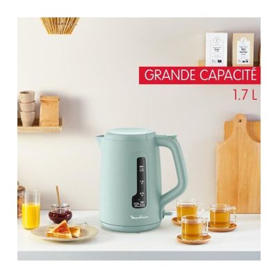 MOULINEX Bouilloire électrique 1.7 L, Indicateur 1 tasse, Filtre anticalcaire, Arret auto, Boule a thé incluse, Morning BY2M1310