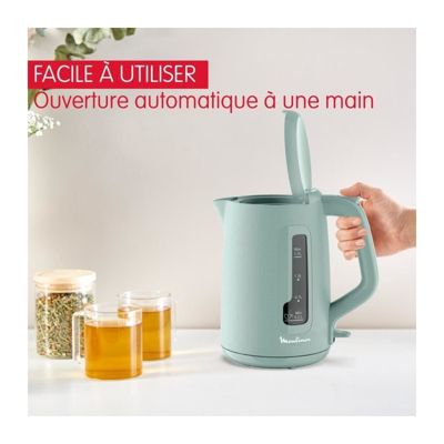 MOULINEX Bouilloire électrique 1.7 L, Indicateur 1 tasse, Filtre anticalcaire, Arret auto, Boule a thé incluse, Morning BY2M1310
