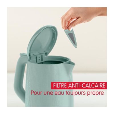 MOULINEX Bouilloire électrique 1.7 L, Indicateur 1 tasse, Filtre anticalcaire, Arret auto, Boule a thé incluse, Morning BY2M1310
