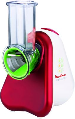 MOULINEX Découpe-légumes électrique, Râpe 3-en-1, Systeme de cônes couleur, Large goulotte, Fresh Express DJ753510