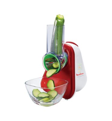 MOULINEX Découpe-légumes électrique, Râpe 3-en-1, Systeme de cônes couleur, Large goulotte, Fresh Express DJ753510