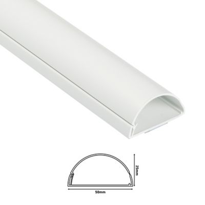 Moulure décorative demi-circulaire D-Line 50x25 mm blanche 1,5 m