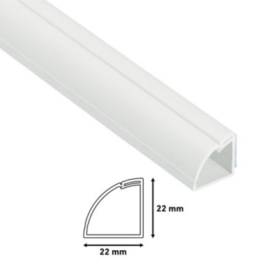 Moulure décorative quart de cercle D-Line 22x22 mm blanche 2 m